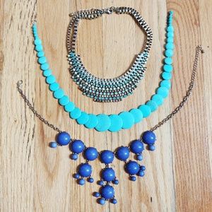 Set of 3 Blue Tone Necklaces